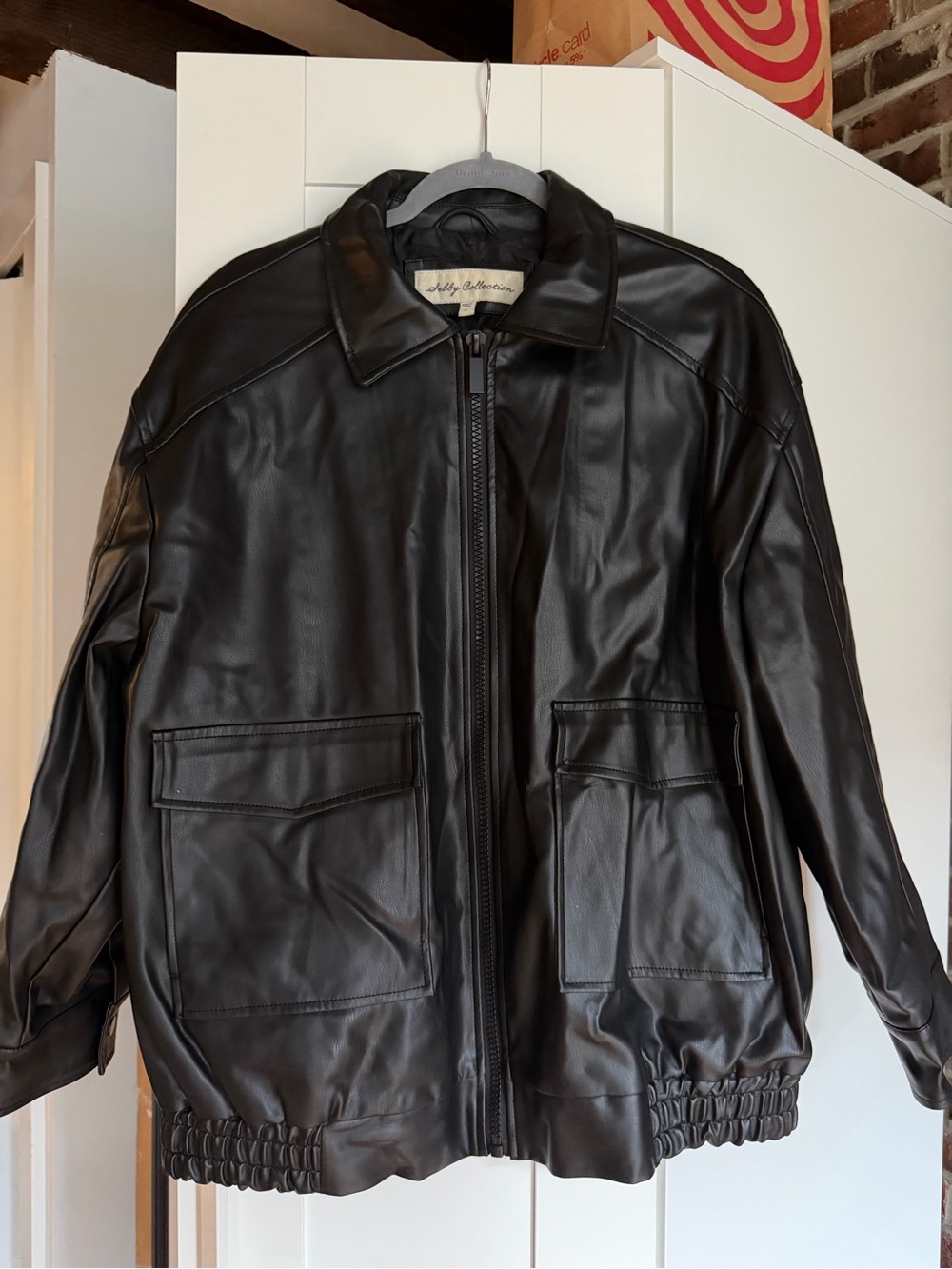Faux black leather jacket